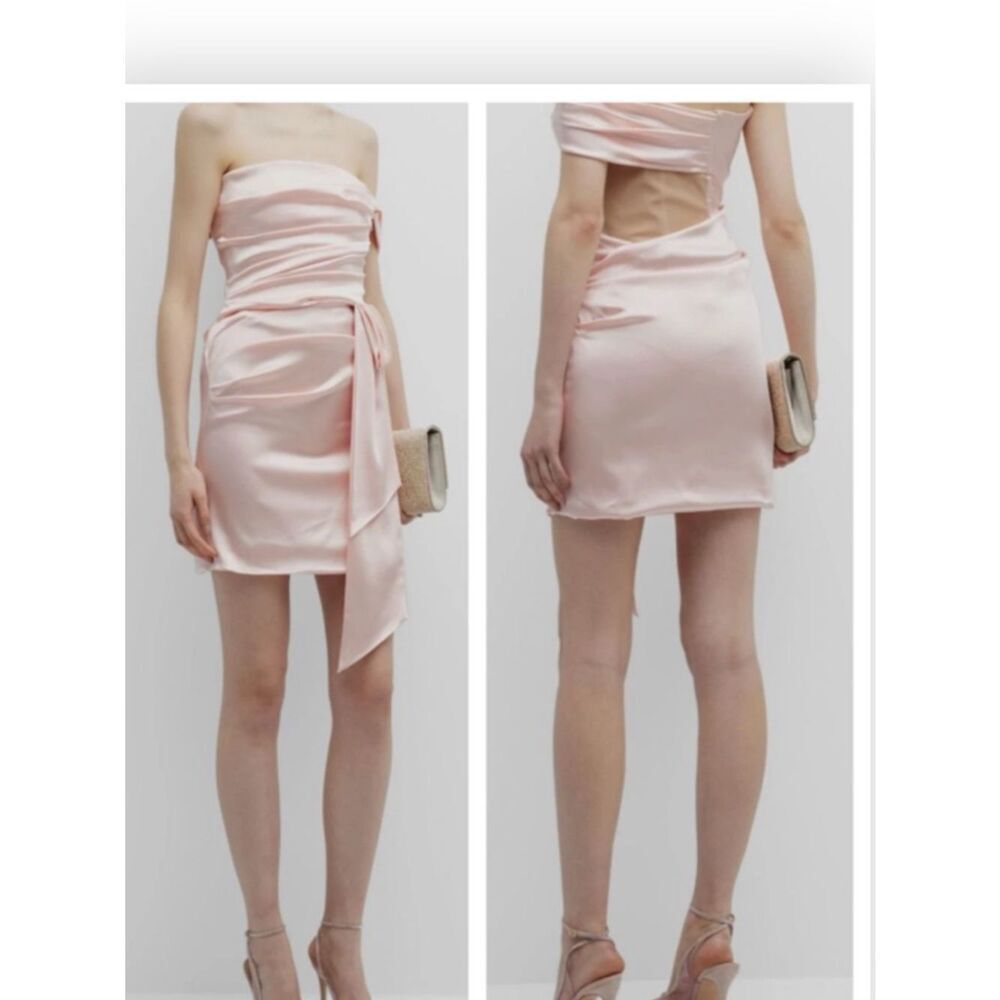 Halpern Women's Pink Off-The-Shoulder Draped Corset Mini Dress 42/10 NWT $2350
